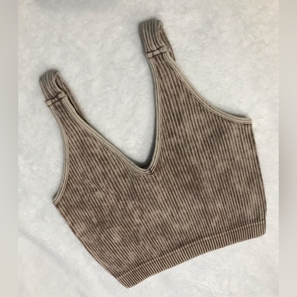 Zenana Outfitters Other - NWOT Zeanana- Womens Washed Ribbed V Neck Bralette in Mocha